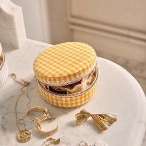 Sezane Jewelry Case in Yellow Gingham Hard to find!